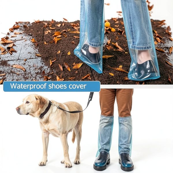 5 Pairs Unisex Tall Shoe Covers – Disposable Waterproof Non-Slip for All Sizes - WHITE-6