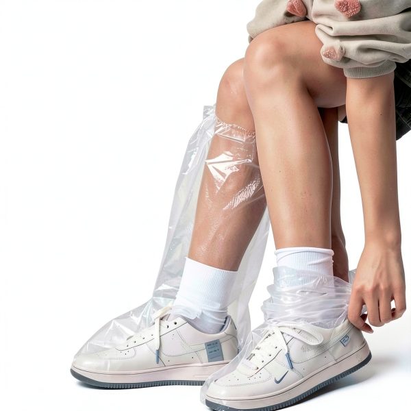 5 Pairs Unisex Tall Shoe Covers – Disposable Waterproof Non-Slip for All Sizes - WHITE-2
