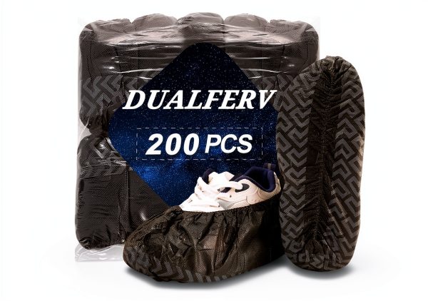 Shoe Covers Disposable DualFerv 200pcs Elastic Non Slip Rubber Band-0