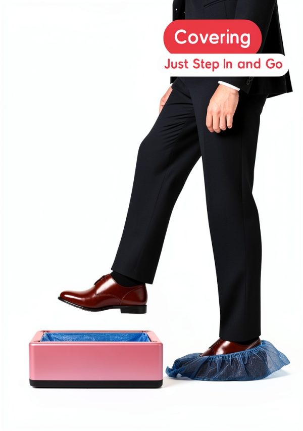 Automatic Shoe Cover Dispenser Svfreyavis – Step‑On Pink 200 Covers-3
