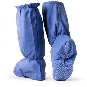 Medline Nonskid Multilayer Boot Covers Blue Knee-High Fit 150 Pack-0