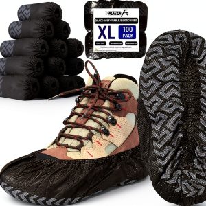 TOOSOFt Black Shoe Covers Disposable Non Slip 100 Pack Extra Large for-0