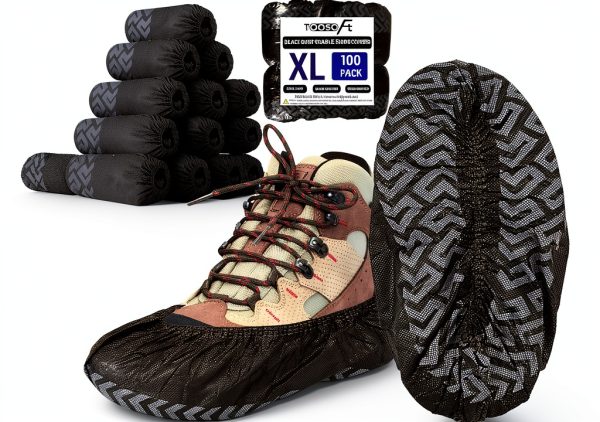 TOOSOFt Black Shoe Covers Disposable Non Slip 100 Pack Extra Large for-0